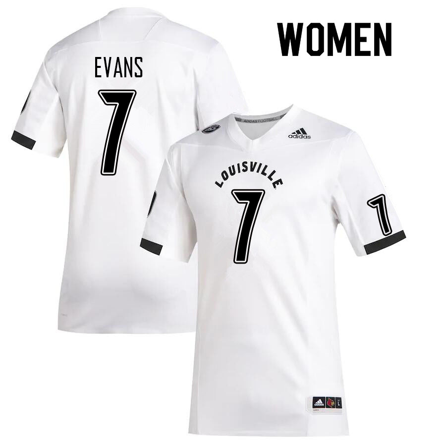 Women #7 Tiyon Evans Louisville Cardinals College Football Jerseys Sale-White - Click Image to Close